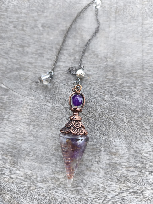 Pendule pépites d'améthyste 