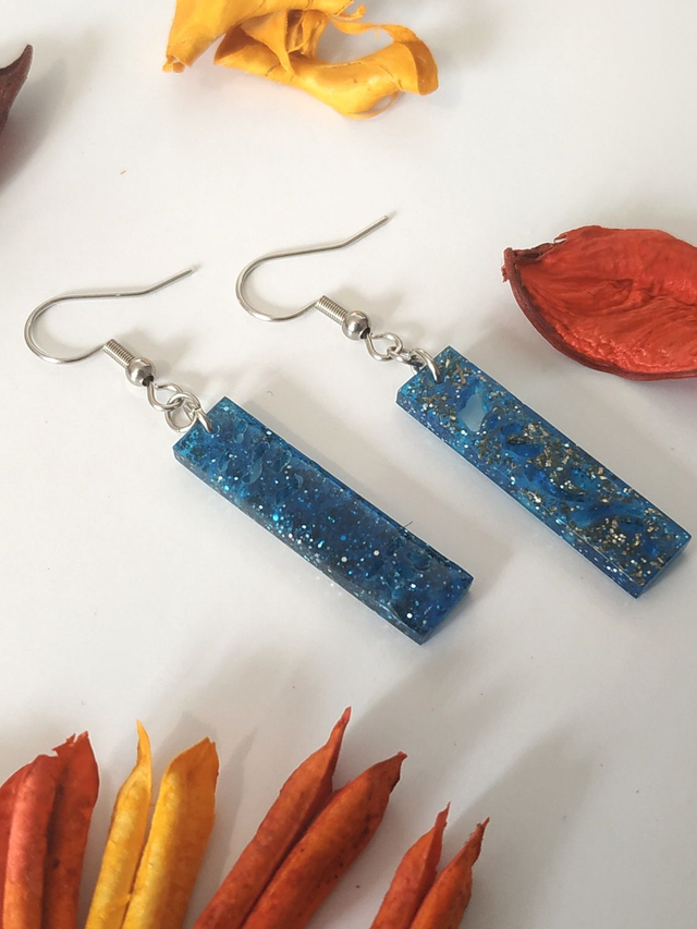 Boucles d'oreilles chinois bleu étoilé