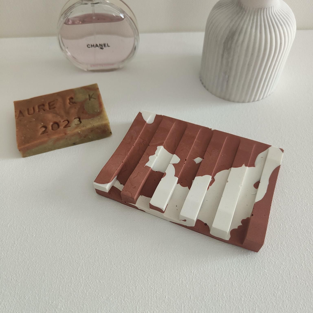 Porte savon "Angular" marbré Terracotta 