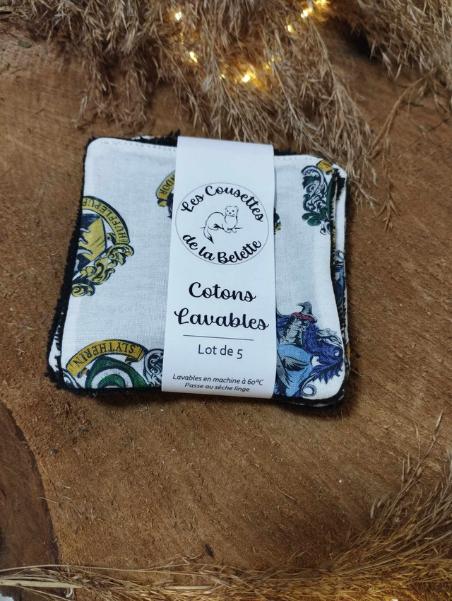Lot de 5 cotons lavables - motif Harry Potter (bambou)