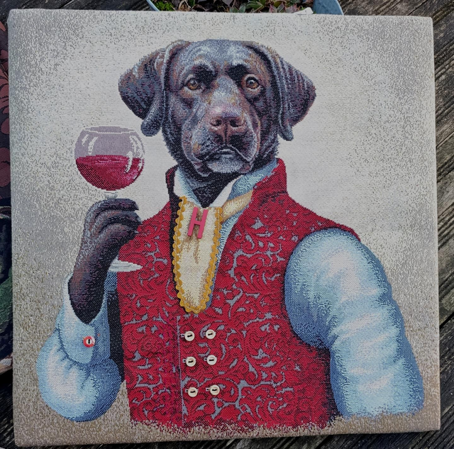 Tableau tissu sur châssis entoilé le verre de vin 