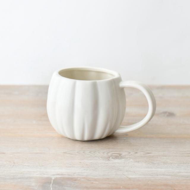 White Ceramic Pumpkin Mug
