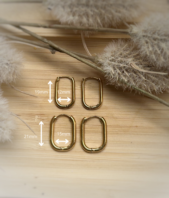 Créoles ovales 21x15 mm - Acier inoxydable Doré (x2)