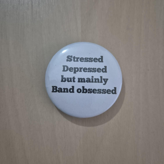 Button: Band Obsessed (White w/ black text)