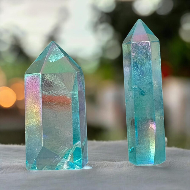Pointe quartz Angel aura bleu 