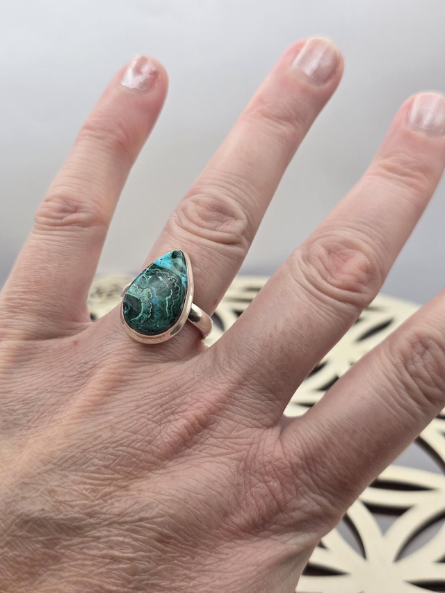 Bague Argent 925 Malachite Chrysocolle