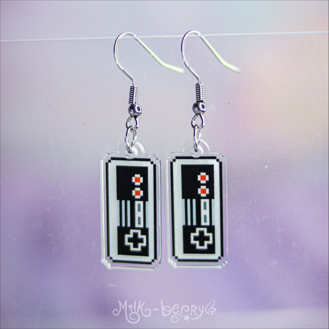 Boucles d'Oreilles Acrylique Pixel Nes