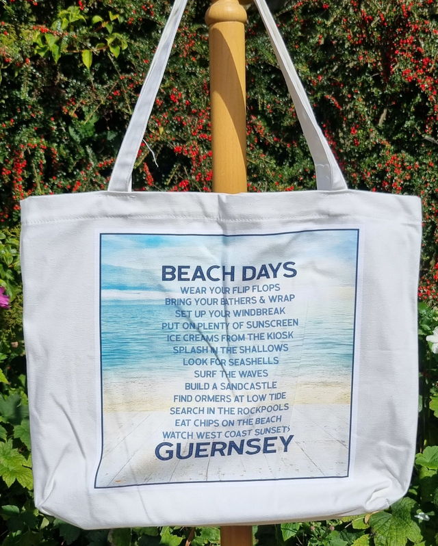 X009 BAG - BEACH DAYS [SUNSET] GUSSETED SHOPPER BAG 100% COTTON