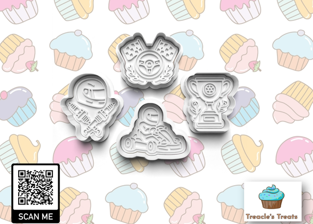 Go-kart Fondant/cookie stamps with cutters