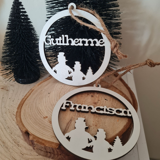7 Ornamento de Natal personalizado - Bola boneco de neve