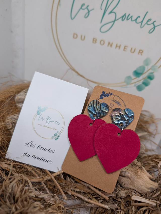 Boucles d'oreilles Louise fushia holographique lo060