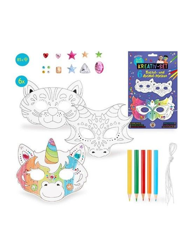 Masken inkl. Diamantsticker & Buntstifte