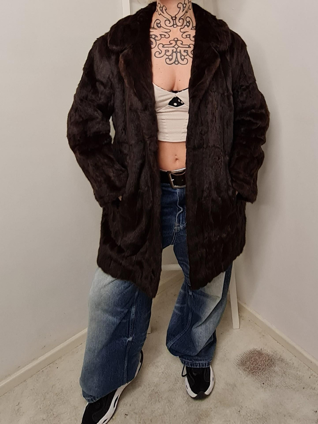 Chocolate Real fur coat mid lenght