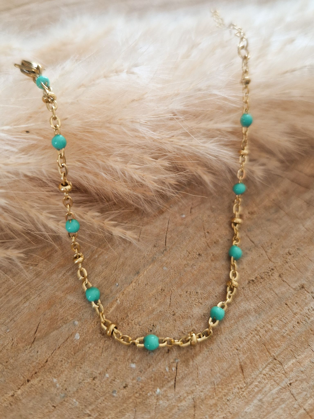 Bracelet finesse - Modèle doré et turquoise
