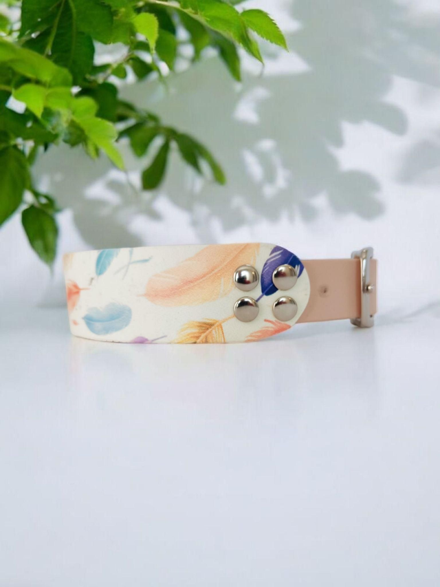 Collier pour chien en BioThane® Original USA. Feathers /  Pêche Pastel