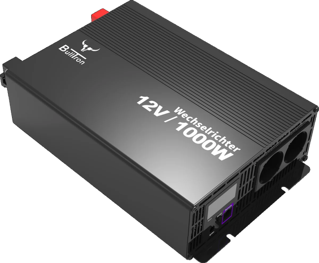 BullTron Wechselrichter 1000W mit ON/OFF Schalter, Display und Fernbedienung