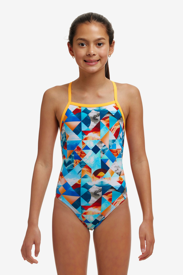 GIRL&#039;S FUNKITA SMASHED WAVE STRAPPED IN ONE PIECE