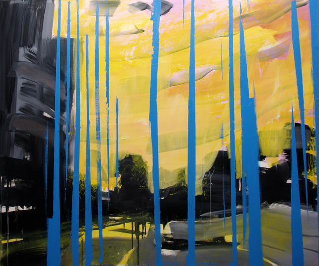 Pejzaż miejski, 100x120 olej akryl płótno