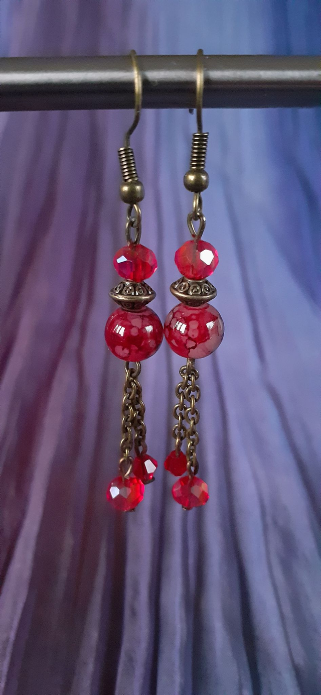 Chili Boucles d'oreilles pendantes rouge