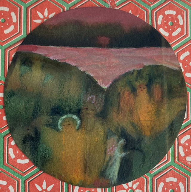 "Au bord de la rivière pourpre" encadré