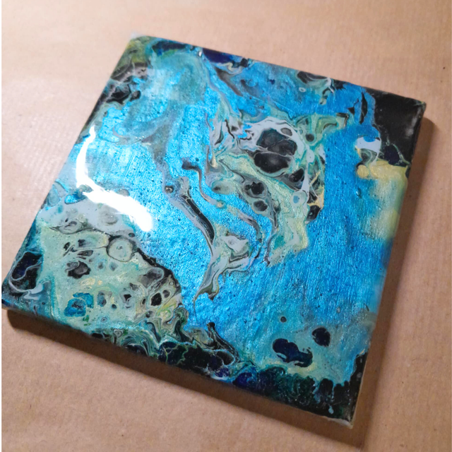 DANSE DES COULEURS - Mini-tableau - Peinture acrylique &amp; résine UV