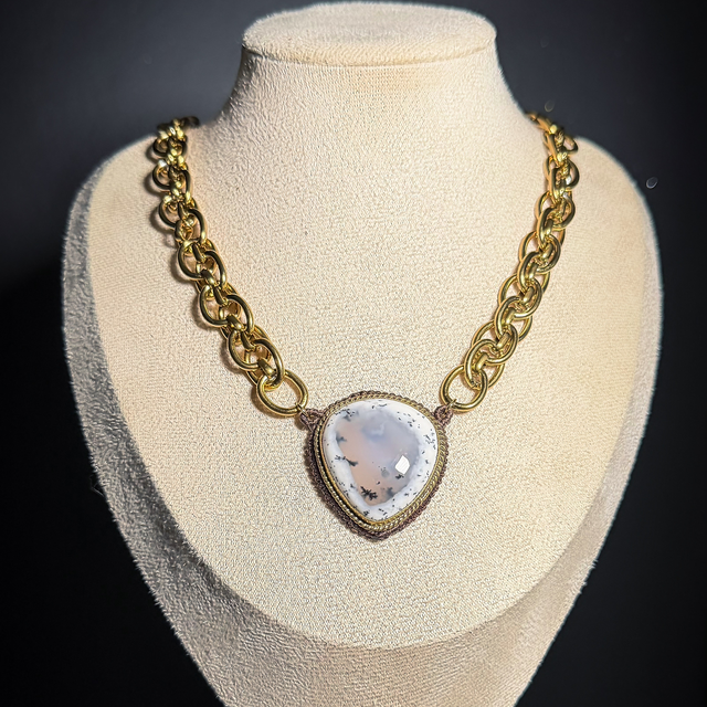Collier IMPÉRATRICE pierre d’agate dendritique