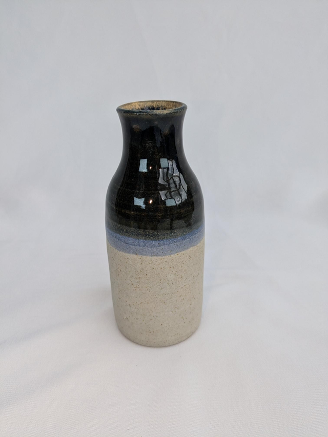 Small brown chun and medium blue bud vase 