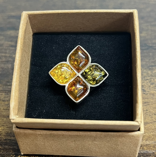 Bague en argent et Ambre - Taille 53