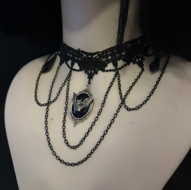Bat cameo choker