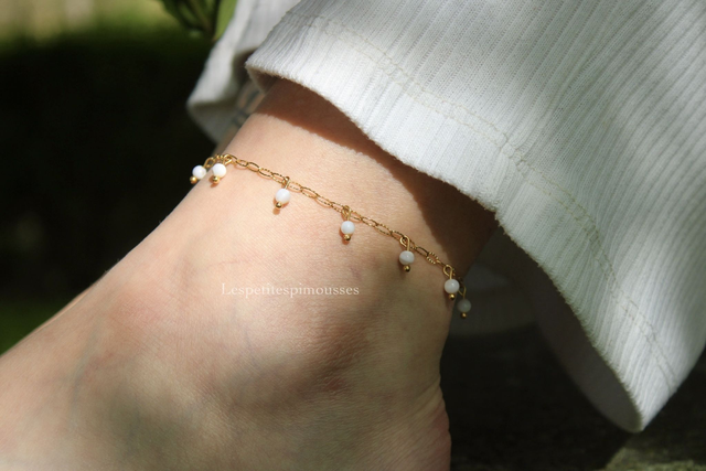 Bracelet de cheville perles de coquillages