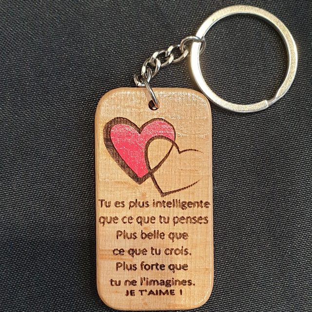 Porte-clef love, texte et  coeur