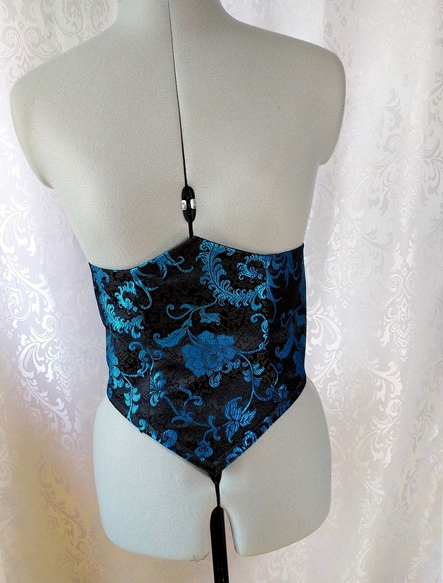 Serre taille noir &amp; turquoise à motifs de fleurs &amp; plumes