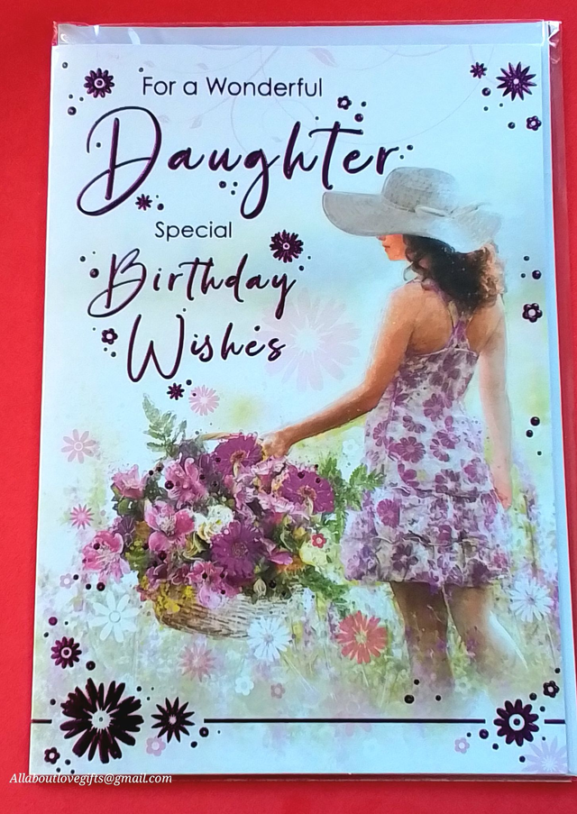 Daughter Birthday Card Beautiful Design Lilac Foil Writing 