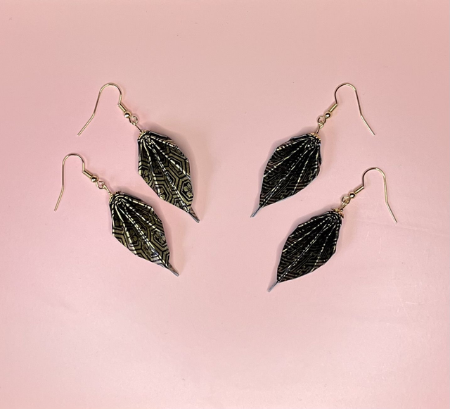 Origami Ohrringe "Black and Gold"