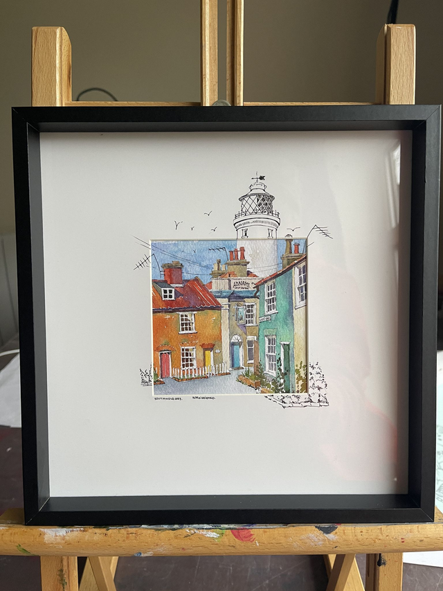 Southwold Lighthouse. Original art. Watercolor in frame