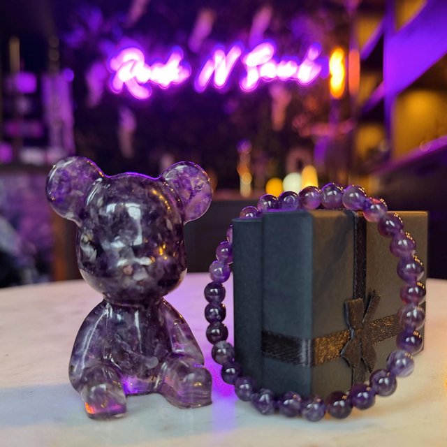 Amethyst Bear and Bracelet Set