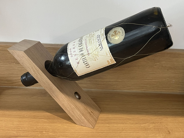 Handmade Solid oak Wine-bottle Holder - unique & individually finished with signature Ryde Beach shell motif