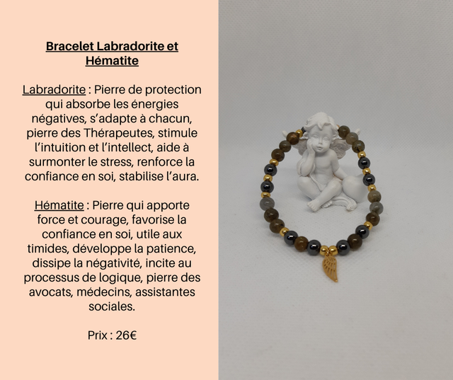 66- Bracelet Labradorite et Hématite