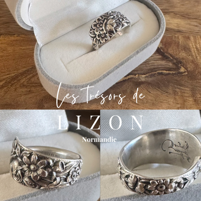 Bague cuillère FLEURS ANGLAISE