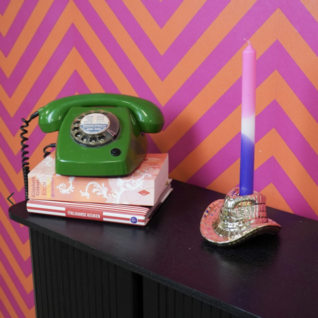 Kaarsenhouder - Cowboyhoed - Keramiek - Goud - 13,5x11x7 cm