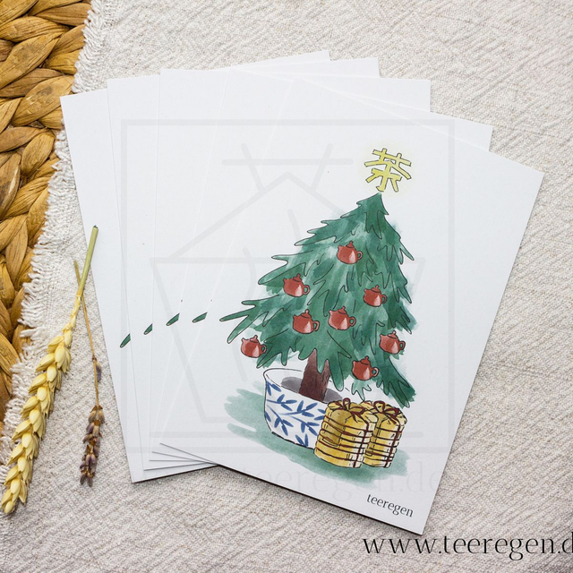 Holiday Tea Tree - Set of 5 - Tea Culture On Postcards