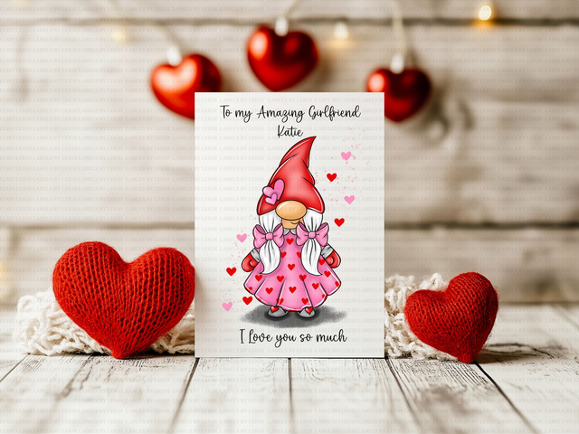 Personalised Girl Gonk Valentine's Card