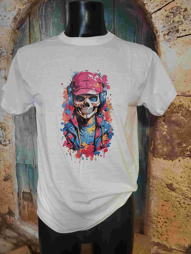 T-SHIRT BLANC HOMME SKUL(H5)