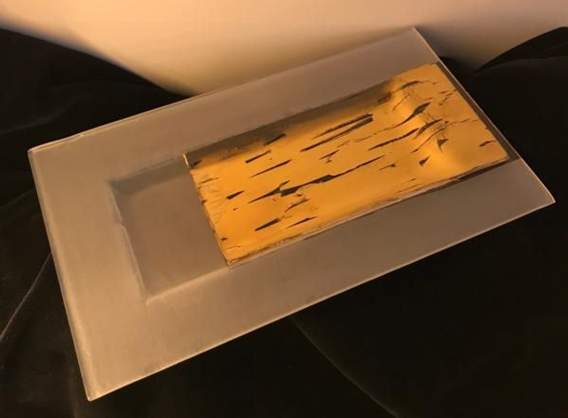 o4 Glas Tablar 16 x 29 cm. vergoldet . tk 2 o62020 05