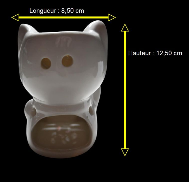 Brûle-parfum chat blanc en céramique