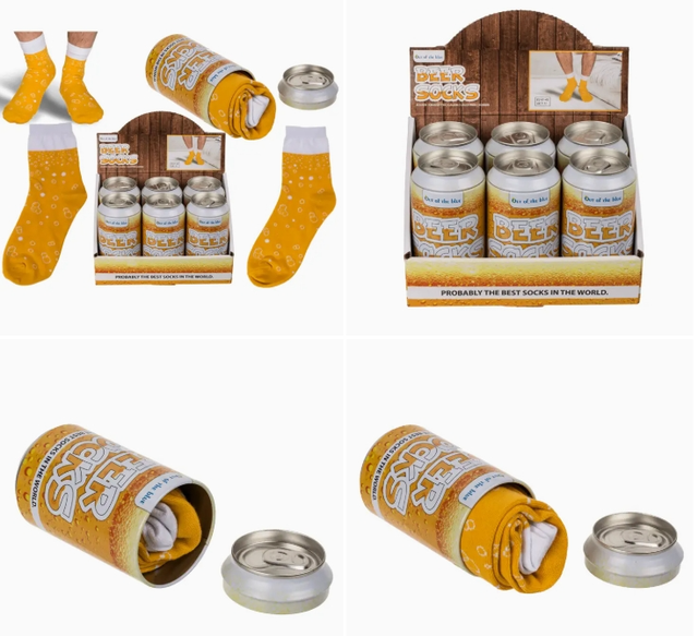 Chaussettes bière, taille unique, boîte métal