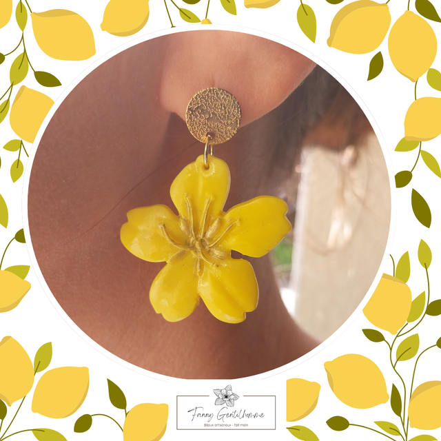 Flora - Boucle d'oreille jaune citron