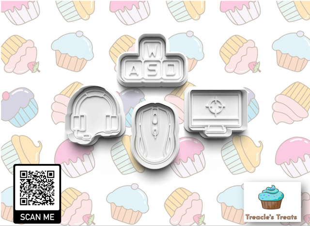 Pc Gamer Theme Fondant/cookie stamps with cutters (1)