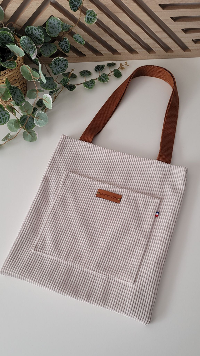 Tote bag MILO velours écru