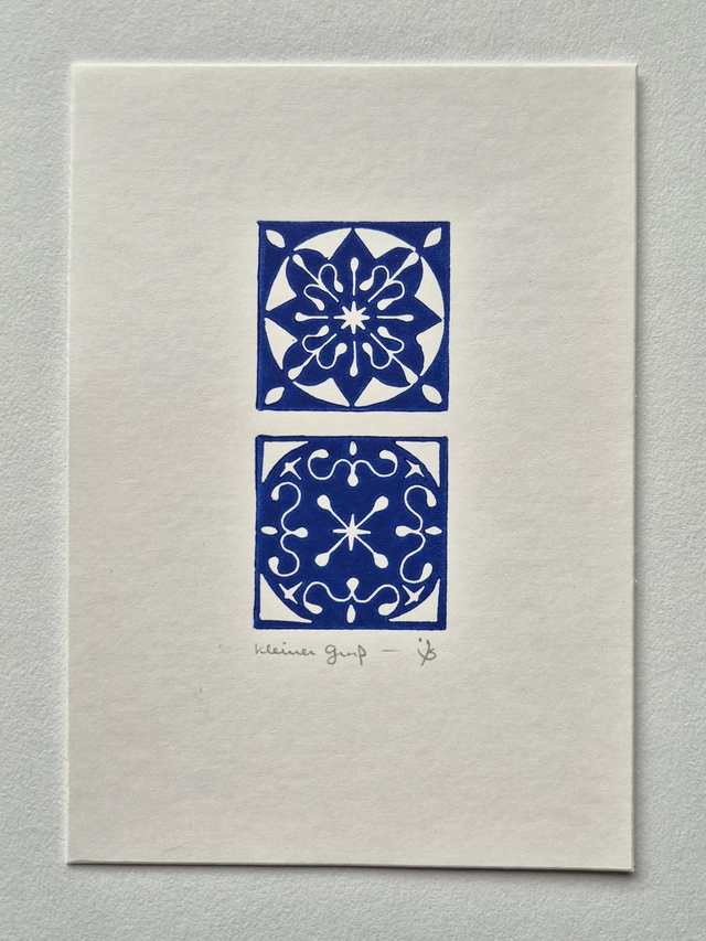 Weihnachtskarte Linol "Kleiner Gruß"